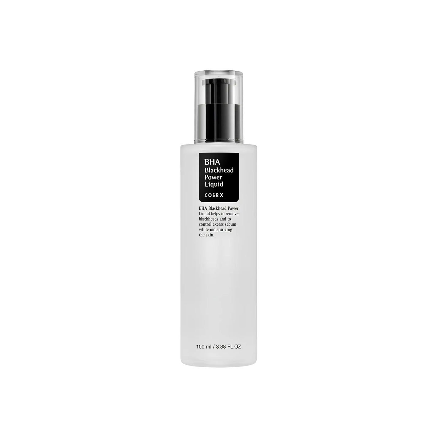 COSRX BHA Blackhead Power Liquid 100ml, με το κομψό διάφανο μπουκάλι να είναι ορατό, βοηθά στον καθαρισμό των πόρων και βελτιώνει την υφή του δέρματος.
