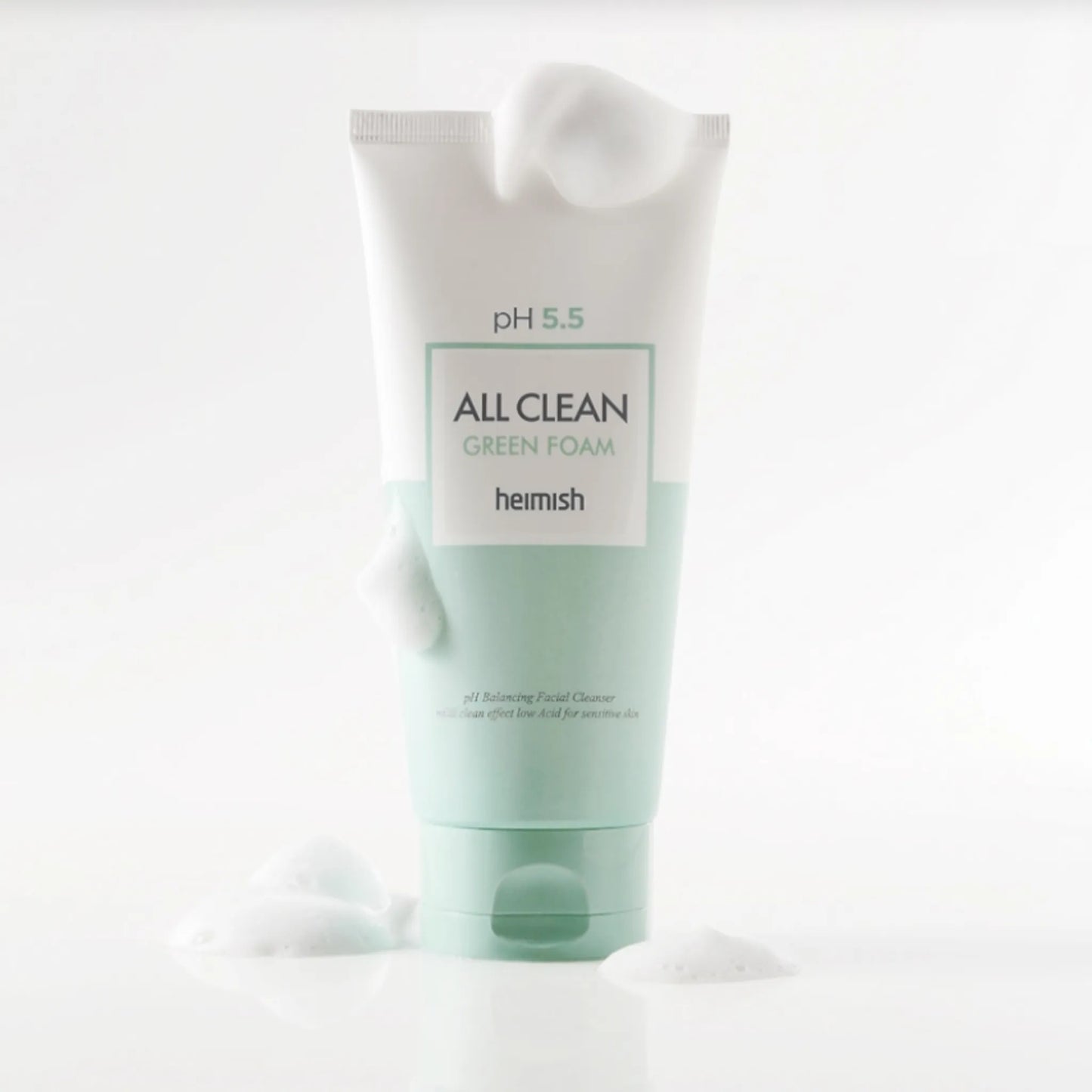 Heimish All Clean Green Foam 150g, με τη συσκευασία να είναι ορατή, αφήνει την επιδερμίδα φρέσκια και καθαρή.