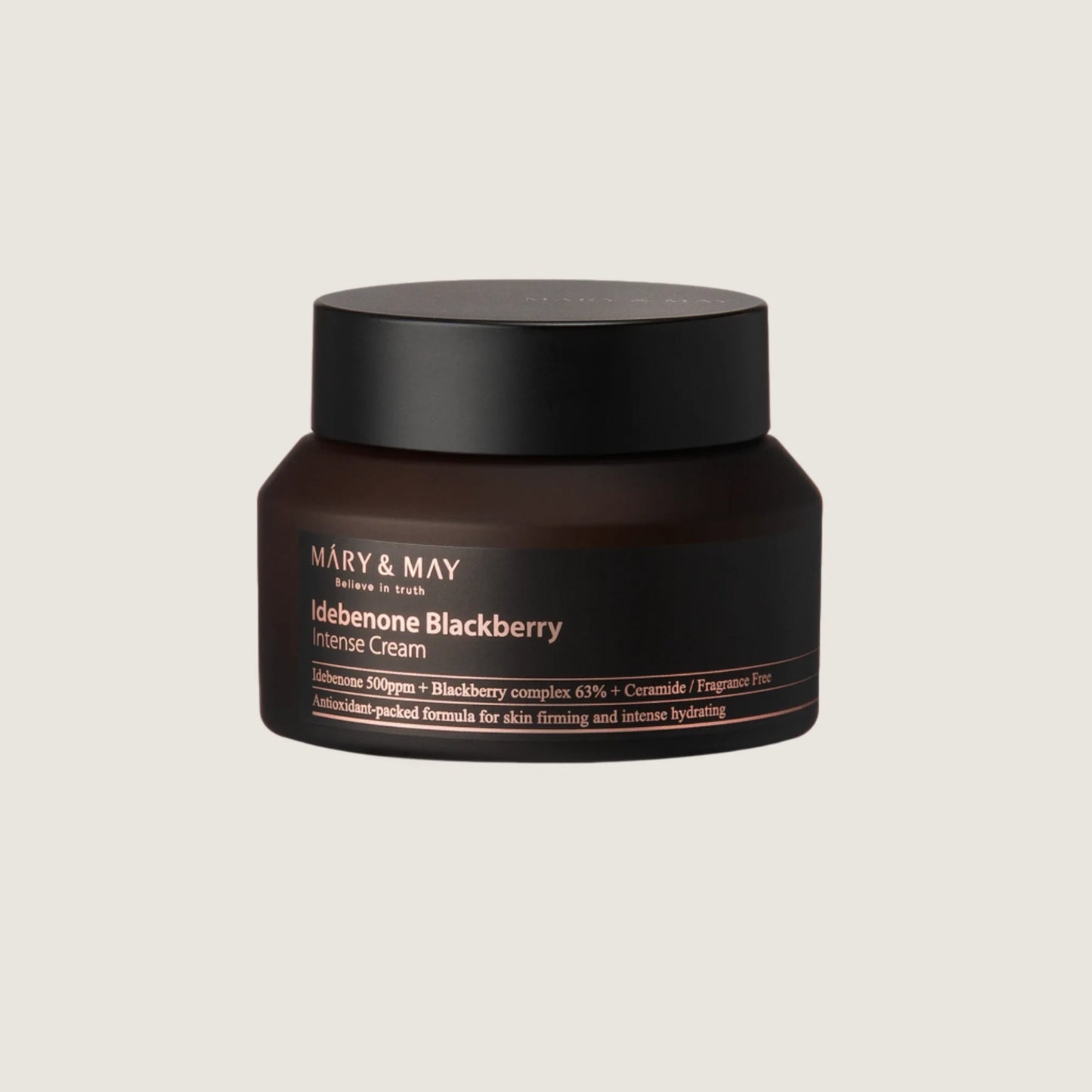 Mary&May Idebenone Blackberry Intense Cream 70g, με το προϊόν να φαίνεται καθαρά, βελτιώνει τη λάμψη και την ελαστικότητα της επιδερμίδας, παρέχοντας πλούσια ενυδάτωση.