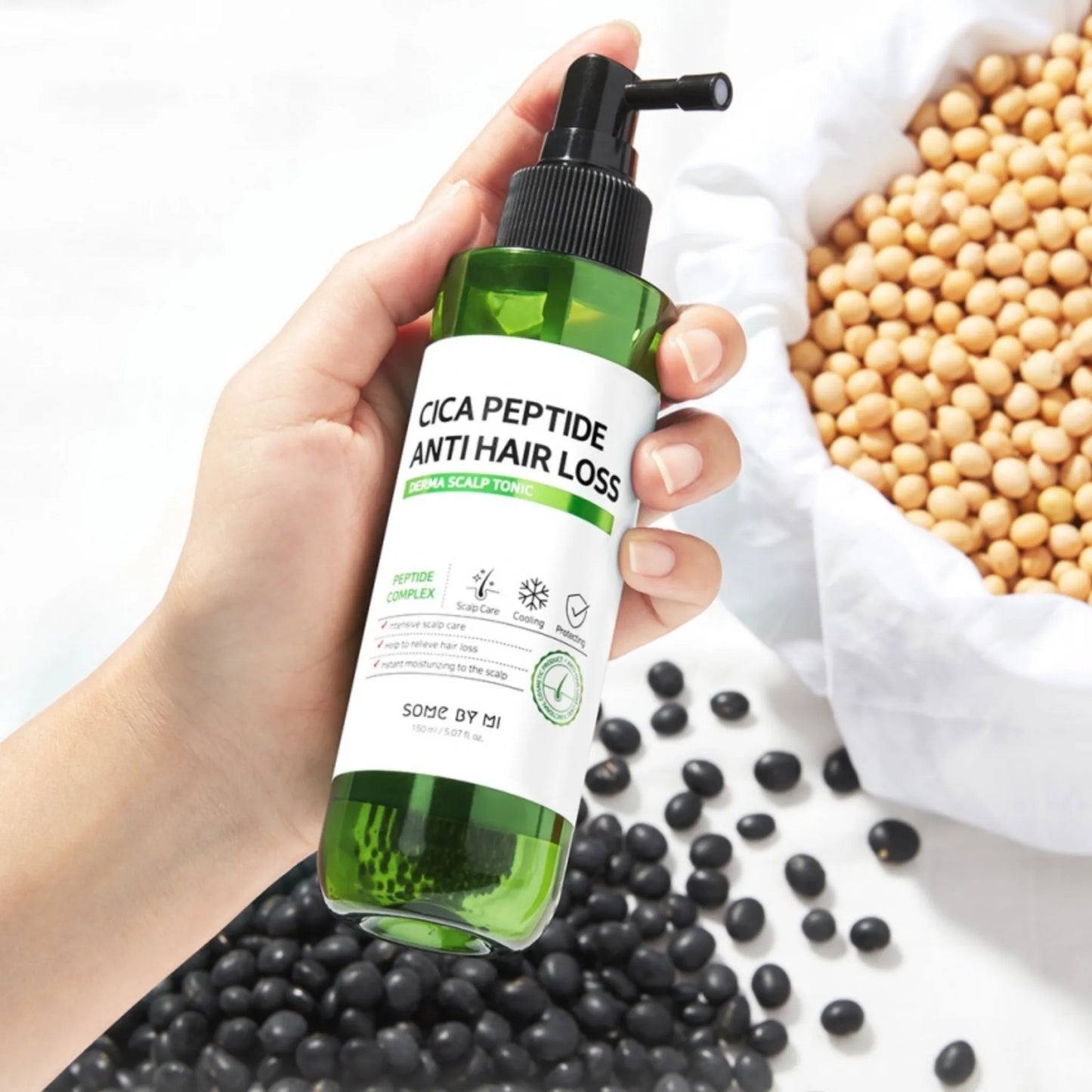 Some By Mi Cica Peptide Anti Hair Loss Derma Scalp Tonic 150ml, με τη συσκευασία να φαίνεται καθαρά, προάγει την ανάπτυξη δυνατών και υγιών μαλλιών.