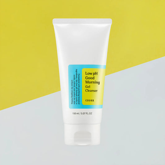 COSRX Low pH Good Morning Gel Cleanser 150ml, σωληνάριο καθαρισμού με απαλή, ισορροπημένη σύνθεση.