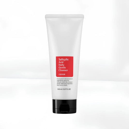 COSRX Salicylic Acid Daily Gentle Cleanser 150ml, σωληνάριο με τζελ καθαρισμού για απαλή απολέπιση και φρέσκια επιδερμίδα.