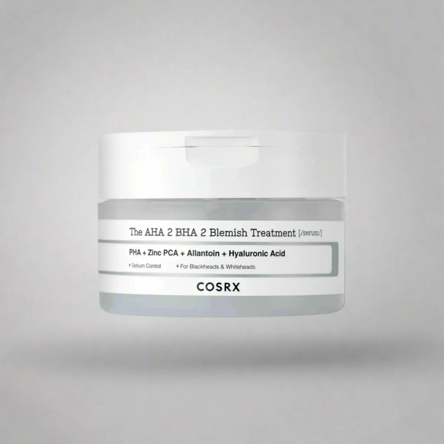 COSRX The AHA 2 BHA 2 Blemish Treatment Serum 50g, με τη συσκευασία να είναι ορατή, παρέχει εξισορρόπηση και απολέπιση για πιο καθαρή επιδερμίδα.