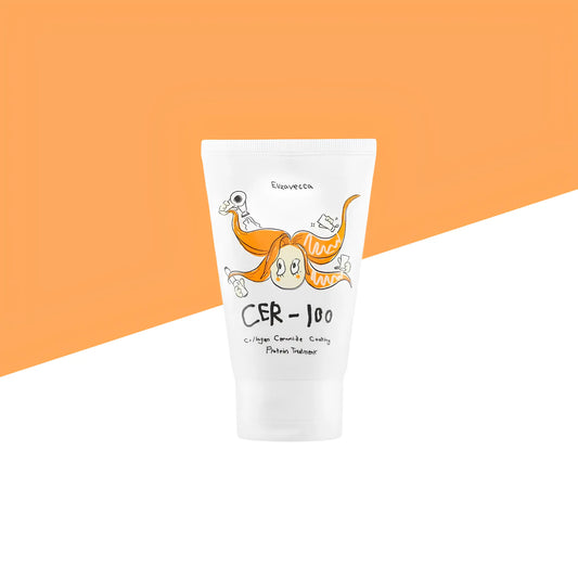 Elizavecca Milky Piggy Collagen Ceramide Coating Protein Treatment 100ml, με το κομψό μπουκάλι να φαίνεται καθαρά, θρέφει και αναδομεί τα ταλαιπωρημένα μαλλιά.