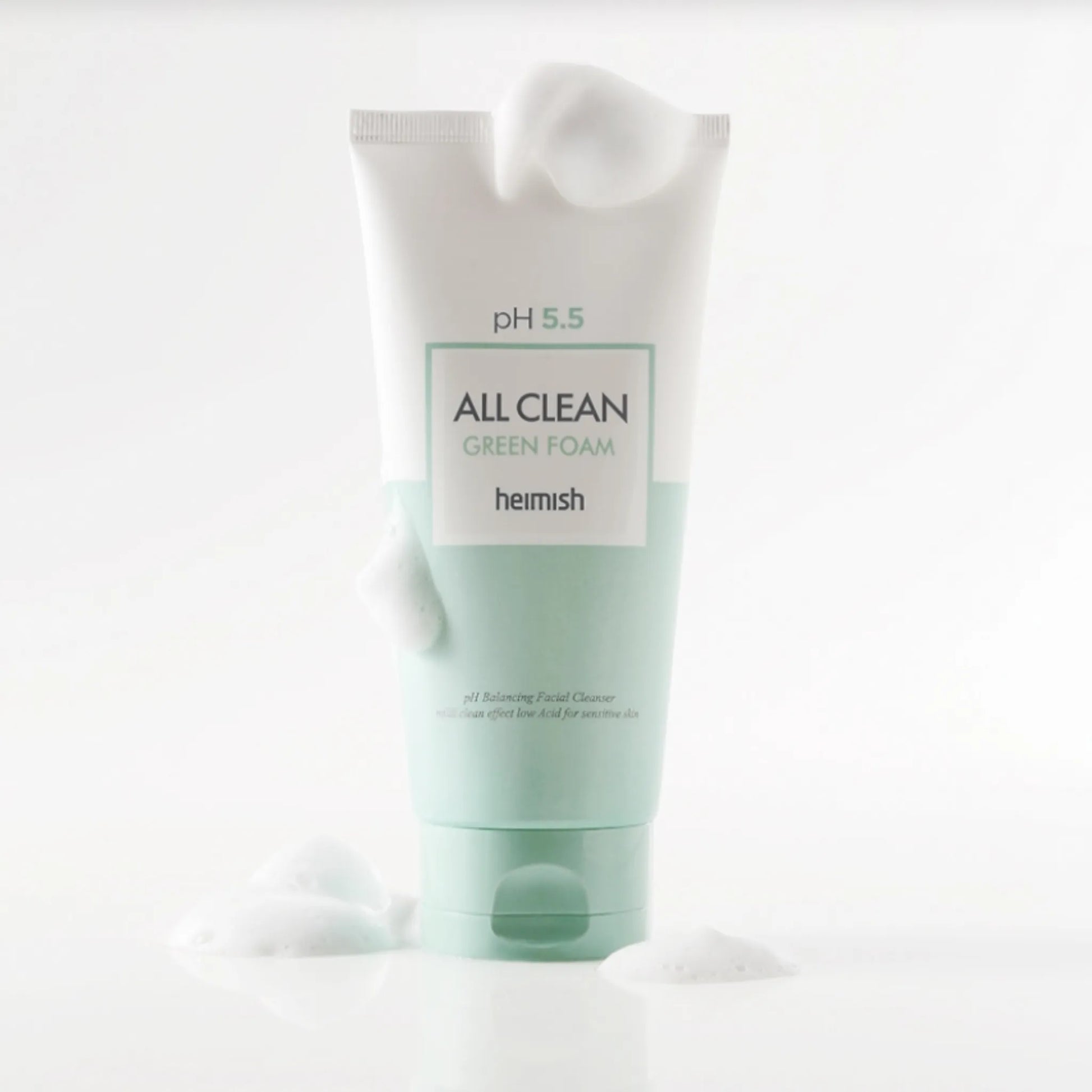 Heimish All Clean Green Foam 150g, με τη συσκευασία να είναι ορατή, αφήνει την επιδερμίδα φρέσκια και καθαρή.