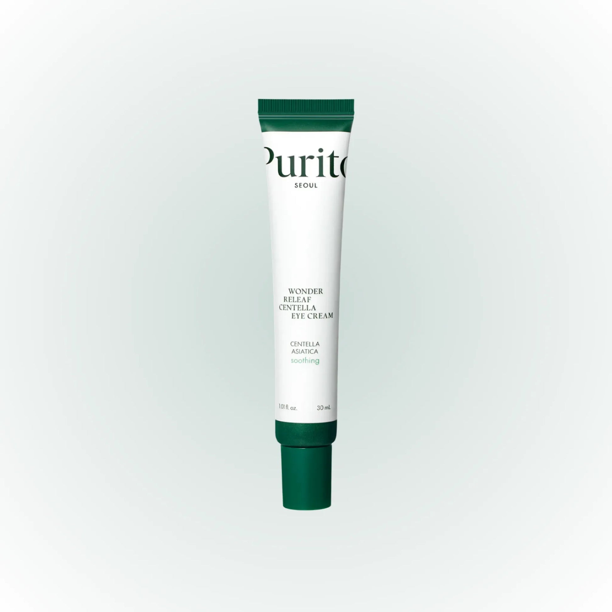 Purito SEOUL Wonder Releaf Centella Eye Cream 30ml, με τη συσκευασία να διακρίνεται, μειώνει την εμφάνιση των μαύρων κύκλων και των λεπτών γραμμών στην περιοχή των ματιών.