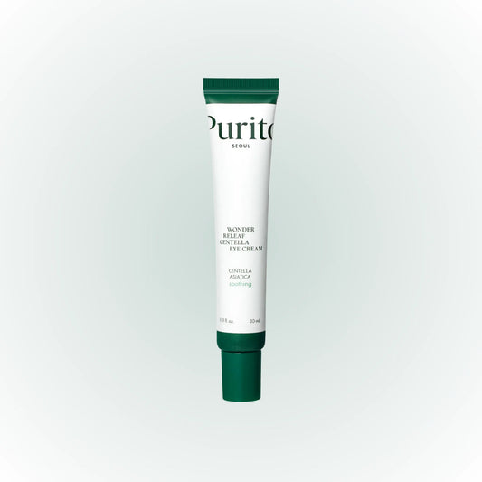 Purito SEOUL Wonder Releaf Centella Eye Cream 30ml, με τη συσκευασία να διακρίνεται, μειώνει την εμφάνιση των μαύρων κύκλων και των λεπτών γραμμών στην περιοχή των ματιών.