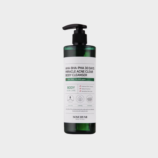 Some By Mi AHA.BHA.PHA 30 Days Miracle Clear Body Cleanser 400g, με τη συσκευασία να φαίνεται καθαρά, καθαρίζει σε βάθος και απολεπίζει απαλά το δέρμα του σώματος.