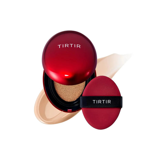 TIRTIR Mask Fit Red Mini Cushion 24N Latte 4.5g, με τη συσκευασία να φαίνεται καθαρά, προσφέρει φυσική κάλυψη και ζεστό, ομοιόμορφο τόνο με το χρώμα 24N Latte.