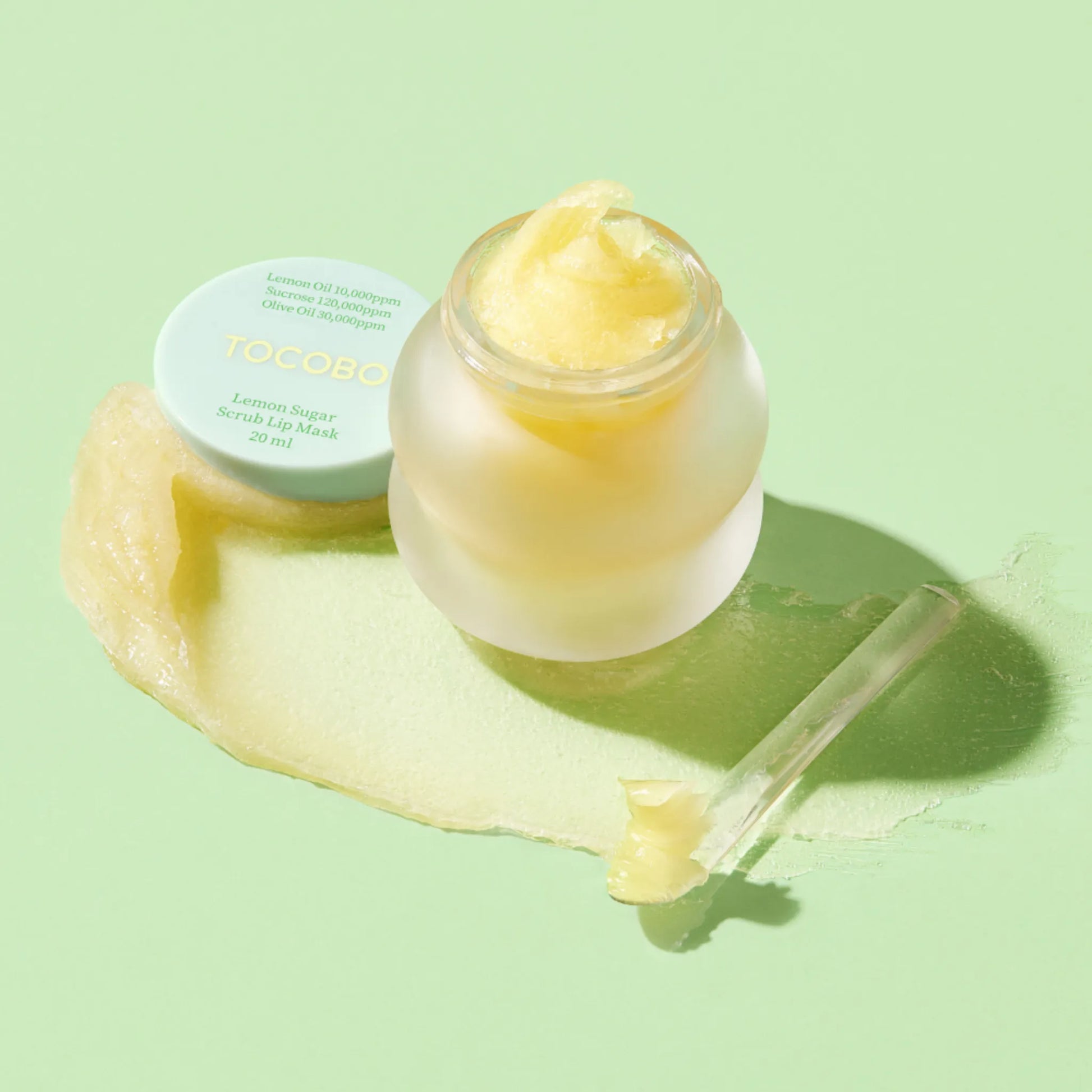 TOCOBO Lemon Sugar Scrub Lip Mask 20ml, με το lip mask να διακρίνεται, απομακρύνει τα νεκρά κύτταρα και αφήνει τα χείλη απαλά και λεία.